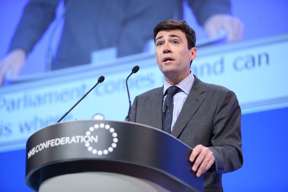 He'll appear at an event near Macclesfield next month. (Image CC 2.0 Unchanged bit.ly/3UNRuV5 Andy Burnham MP NHS Confederation)