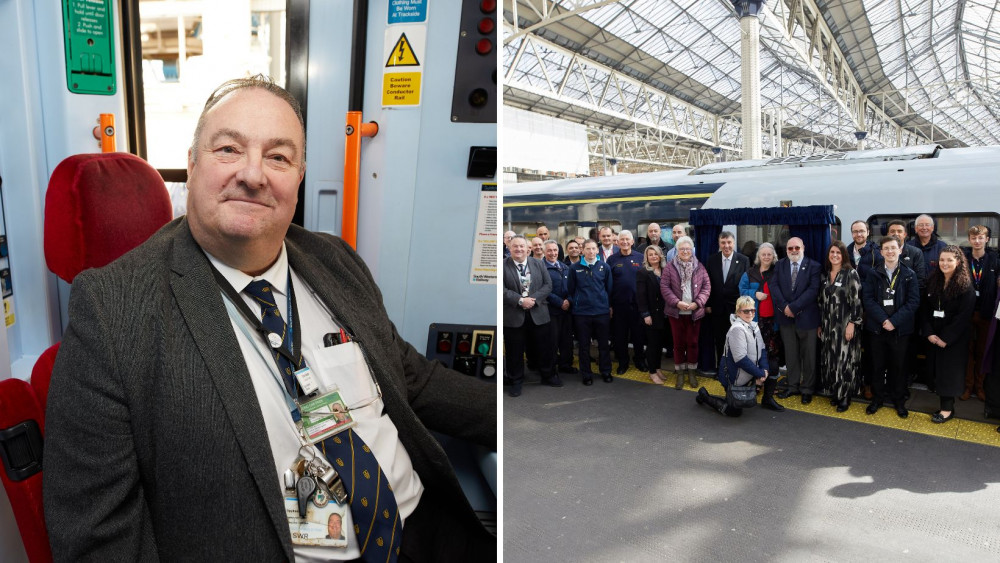 L: Steve Wardle (Credit: SRW) R: Plaque unveiling at London Waterloo (Credit: SWR) 