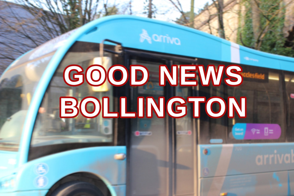 The Macclesfield to Bollington bus on Bollington's Wellington Road. (Image - Macclesfield Nub News)