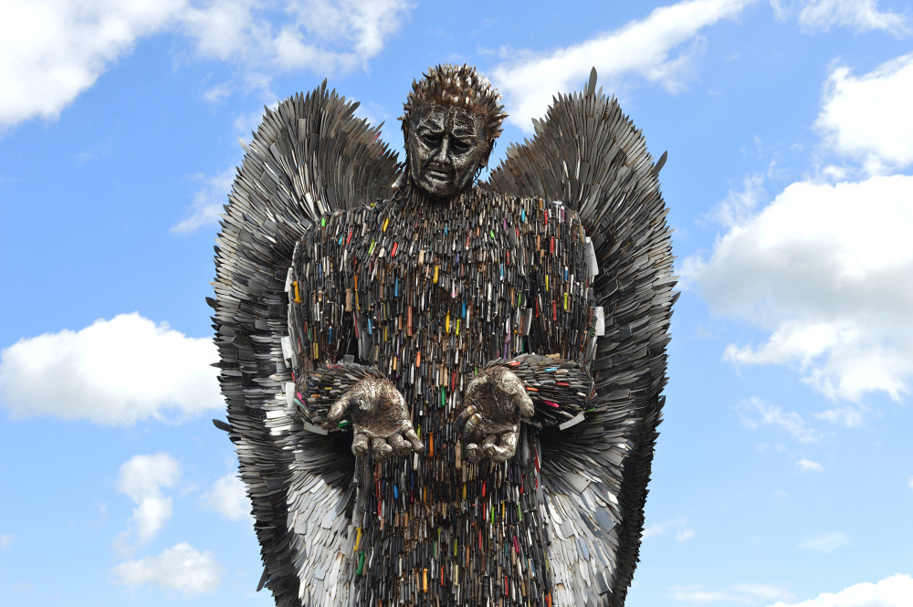 The Knife Angel has been created from 100,000 seized blades - collected by 43 police constabularies (British Ironwork Centre).