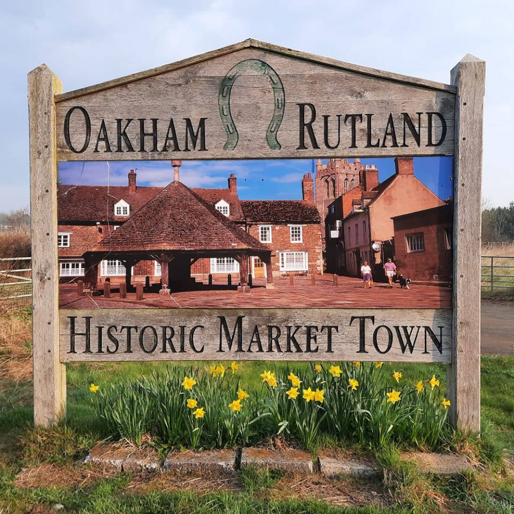 Oakham, Rutland, Historic Market Town sign