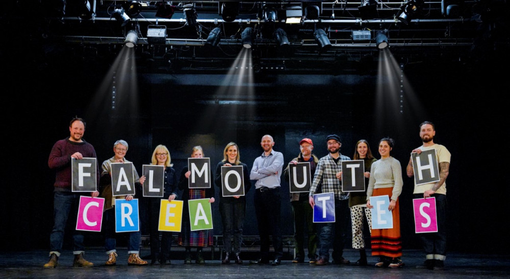 Richard Wilcox (centre) with the Falmouth Creates collaborative 