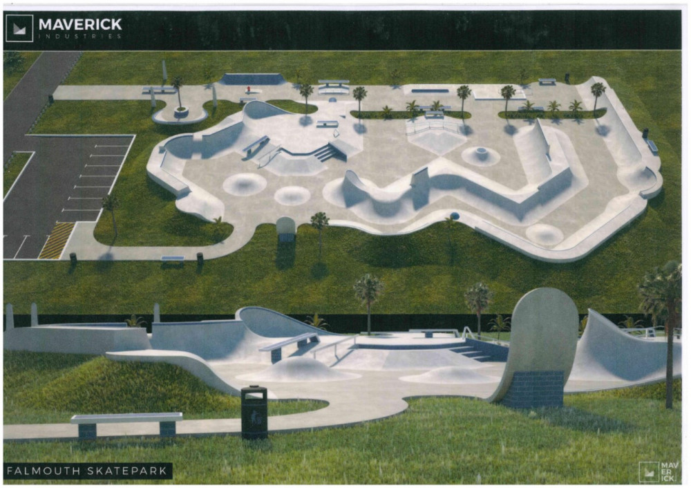 The plans for Falmouth Skatepark (Designed by: Maverick Skateparks) 