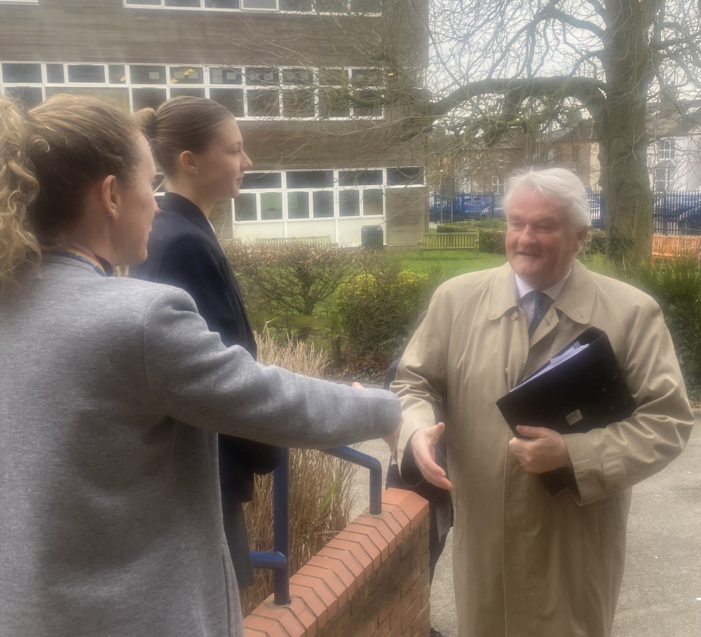 Academy joint head Ruth Clark greets Lord Burnett.