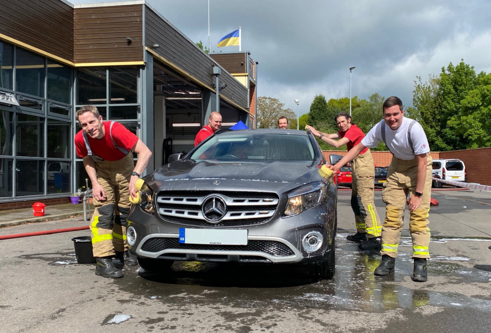 Alsager firefighters at Saturday's car wash (Photo: Alsager Fire Station) 