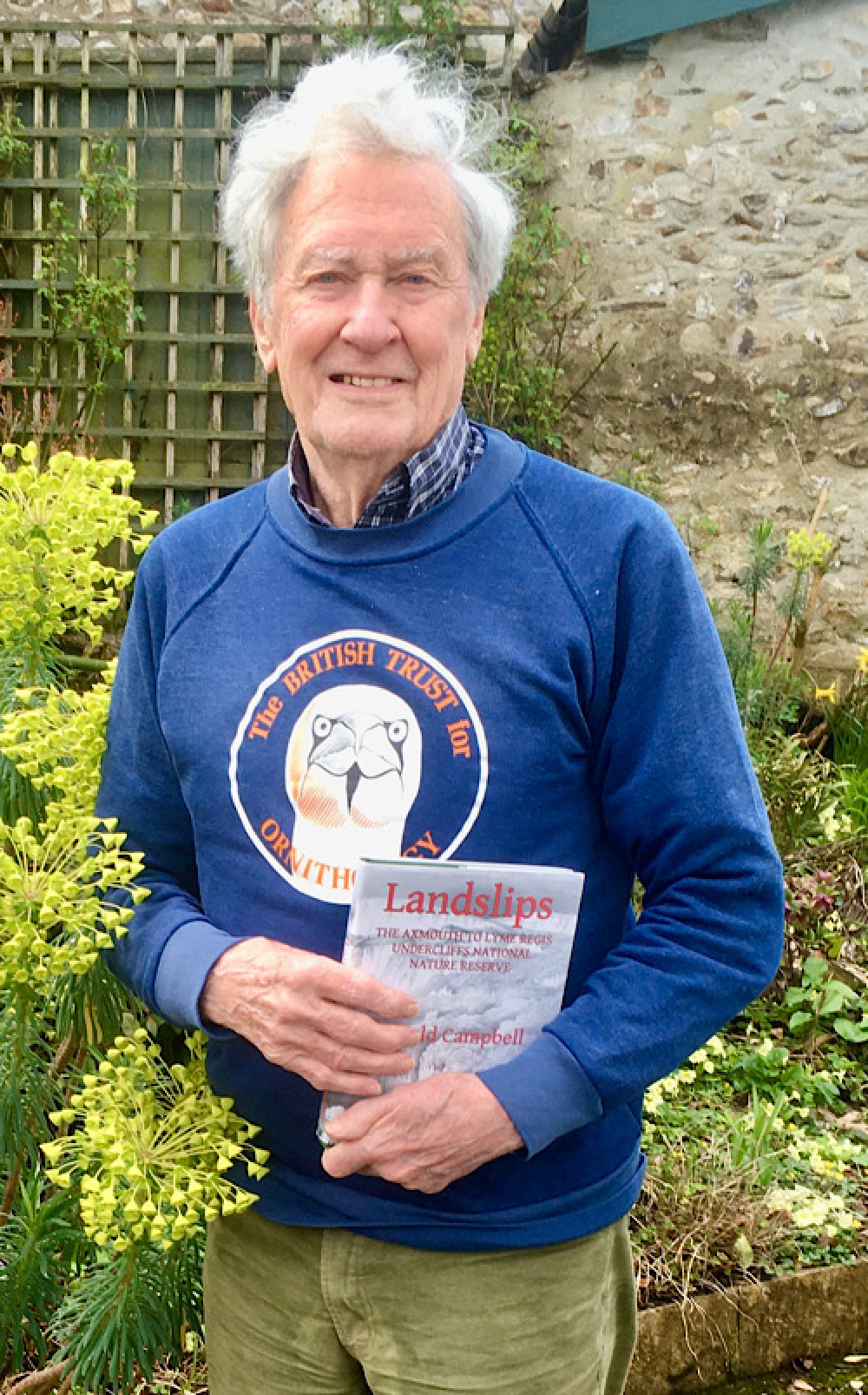 Author Donald Campbell with his new book ‘Landslips’ based on the Undercliff between Lyme Regis and Axmouth