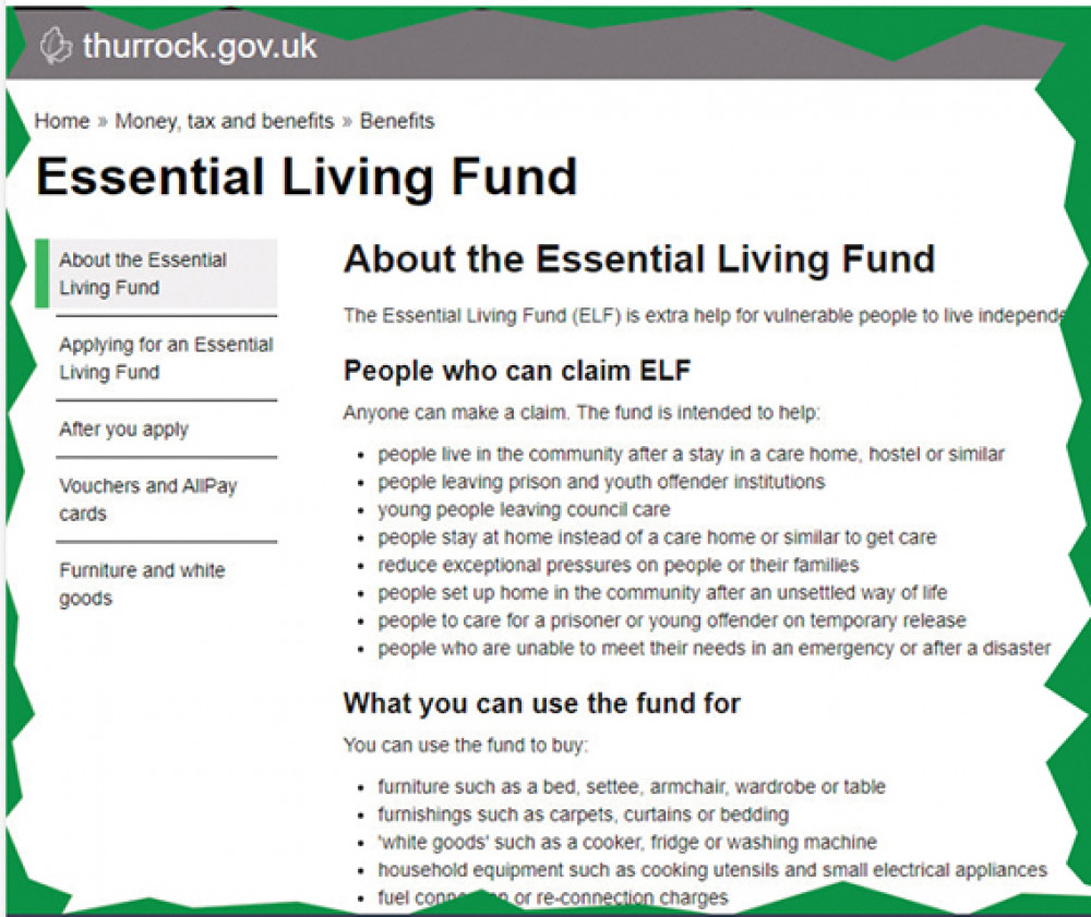 Thurrock Council is delivering the Essenential Living Fund Thurrock Council is delivering the Essenential Living Fund