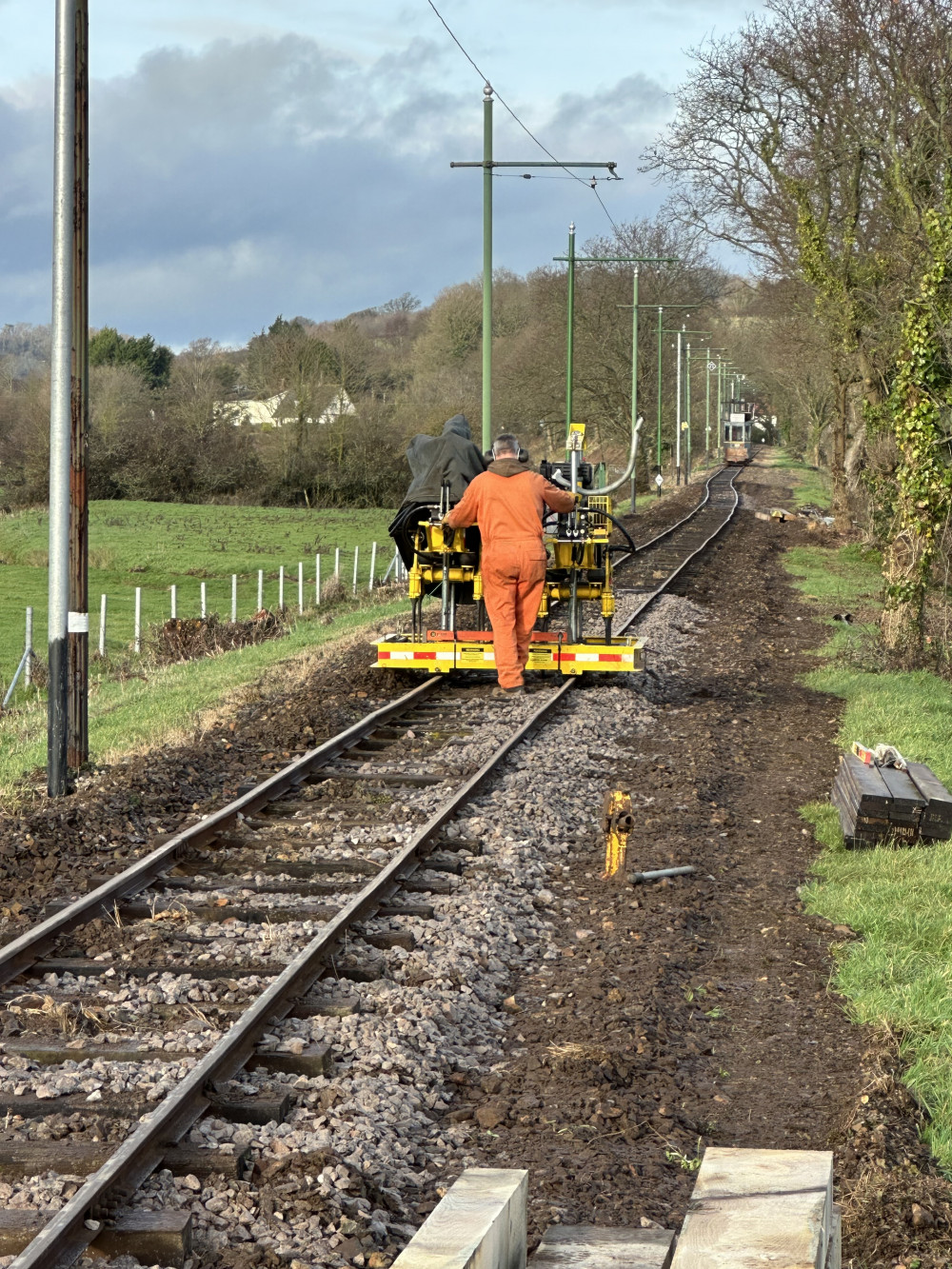 Tamping the new track north of Tye Lane