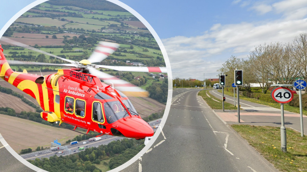 The air ambulance reportedly landed in the Maldon Wick Nature Reserve. (Photos: Essex and Herts Air Ambulance and Google)