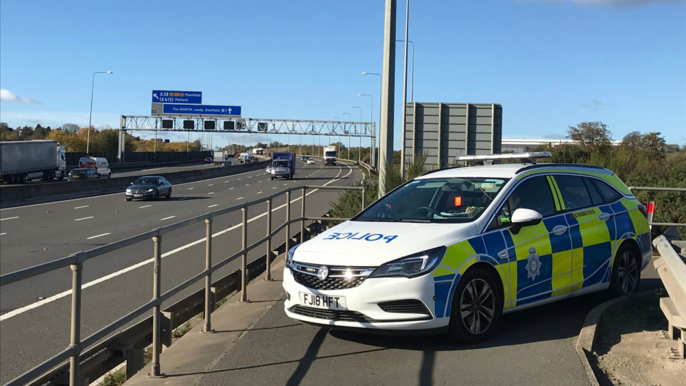 Nottinghamshire Police joined other forces to target unsafe driving on the M1 during a week of action. Photo courtesy of Nottinghamshire Police.