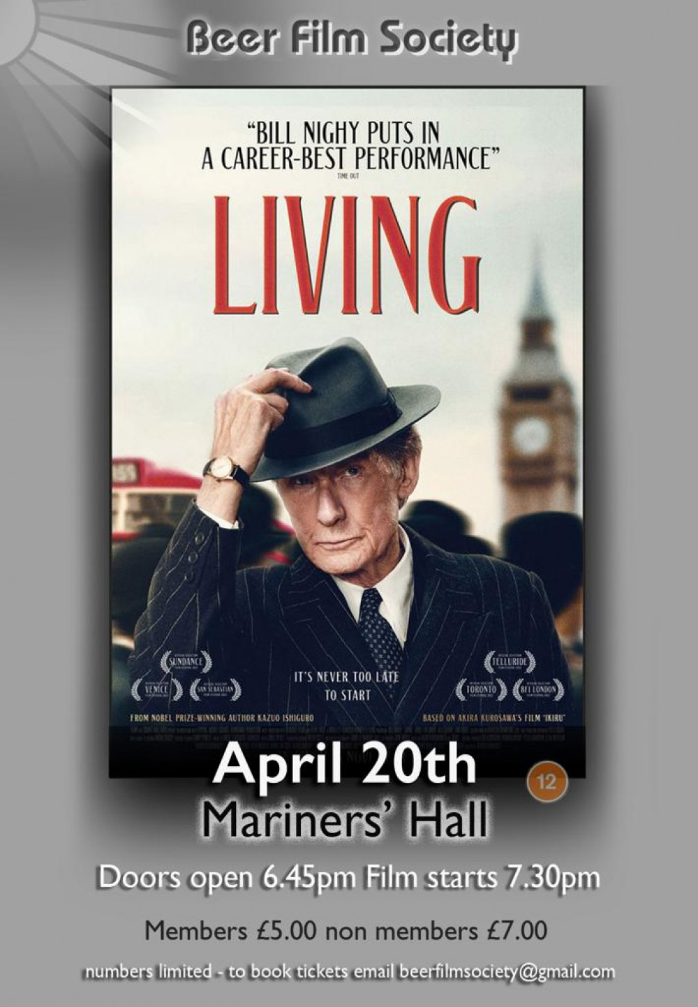 Beer Film Society will screen Living this month