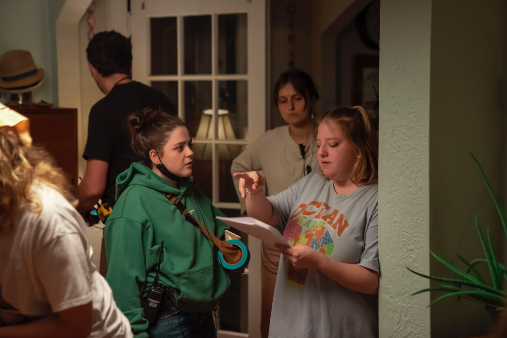 Catrin Ody (left) with Francesca Scorsese working on the film set for 'A Fish Out of Water' 