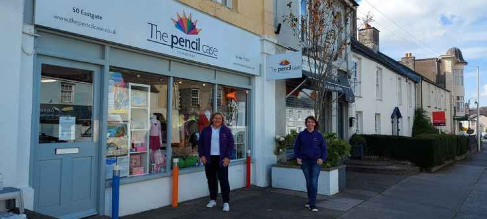 Jane and Sally outside the shop at 50 Eastbridge in Cowbridge