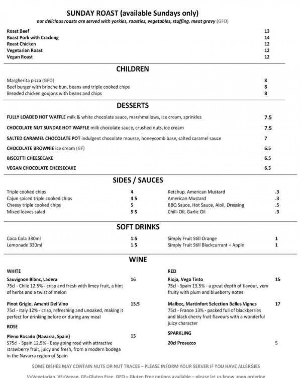 The takeaway menu, page two