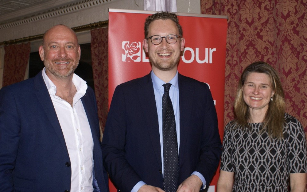 Darren Jones MP (Centre) was joined by Falmouth's Jayne Kirkham (Right) Cllr Perran Moon (Left) 