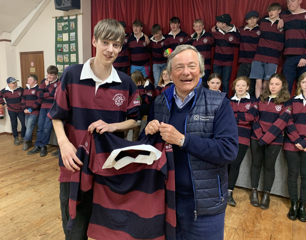 Beaminster YFC chairman Kai Kenway with Chedington's Dr Geoffrey Guy