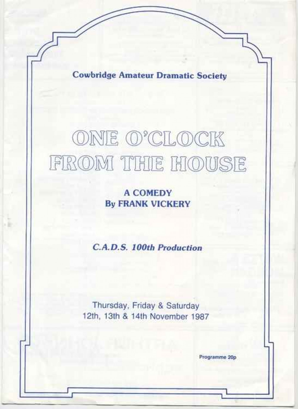 The cover of the programme from CADS' 100th production