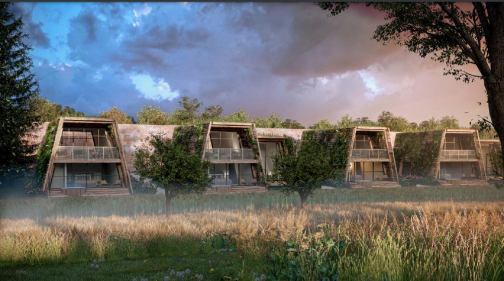 An artist impression of the river lodges (photo credit: Parnham House/Perkins family)