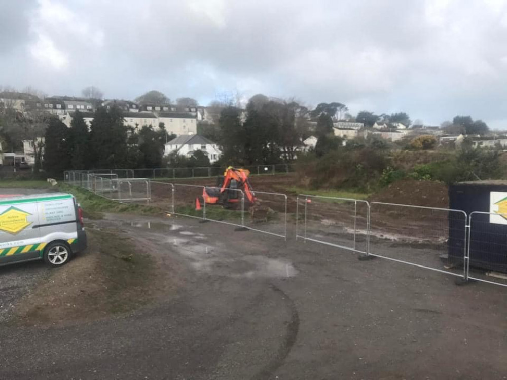 The diggers get underway at the skatepark site (Image: Falmouth Skatepark Project) 