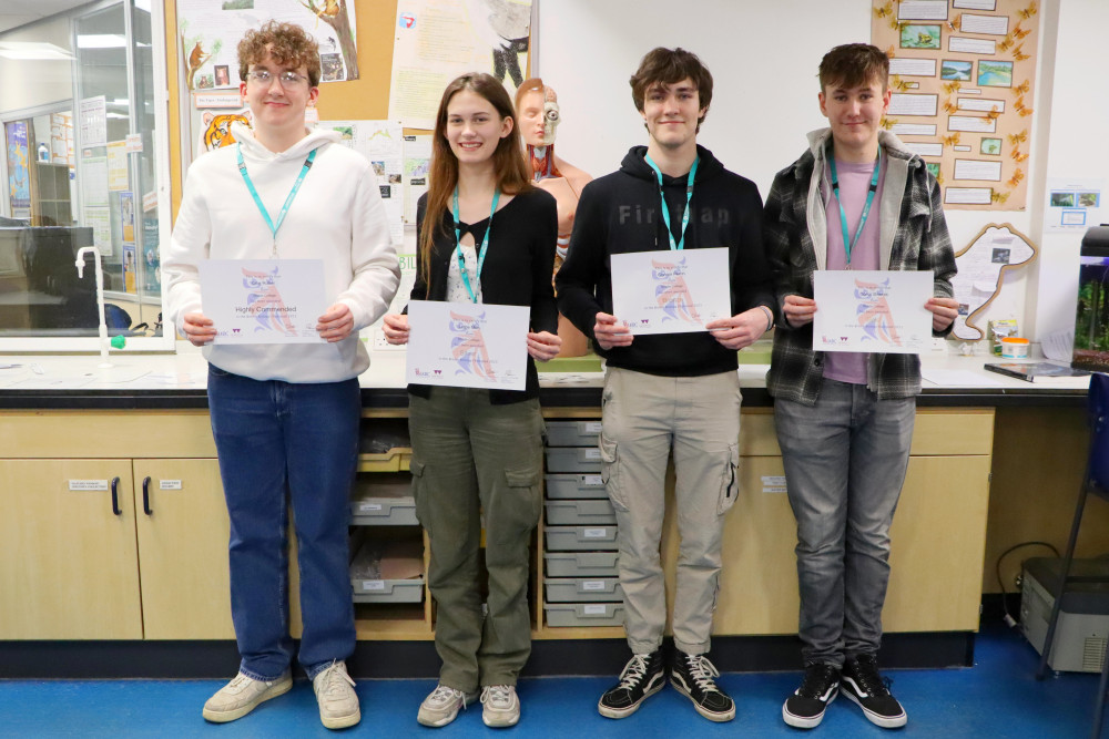 From L-R: Ollie Rutter, Lottie Mills, Connor Perrin and Connor Boakes 