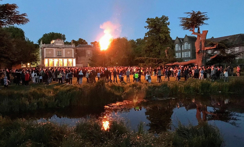 A beacon lit for the Queen's platinum jubilee in Walpole Park. Photo: Andrew Davidson.