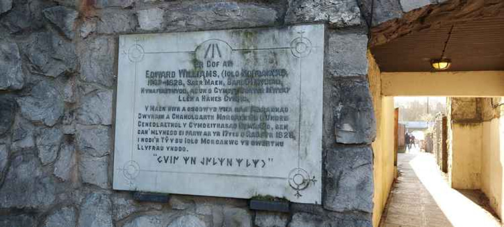 The Iolo Morgannwg plaque is at the site of his old grocery shop