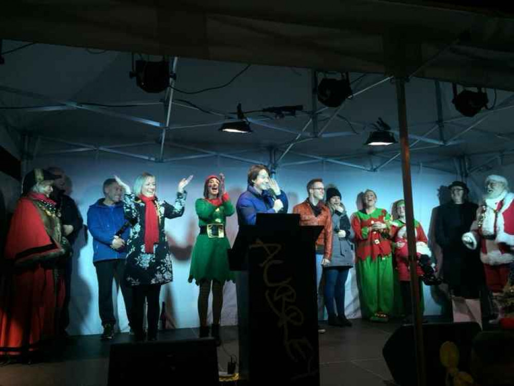 TV personalities and local figures gathered to switch on the lights