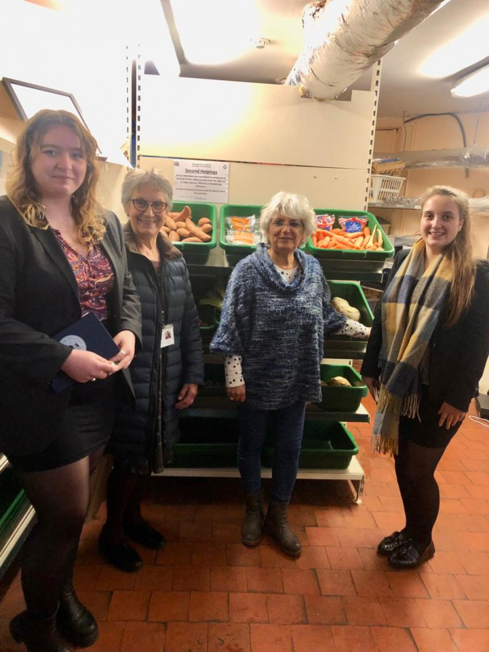 Mila Shough and Zoe Crouch from Trinity EDGE Solutions with Audrey Hensman – Committee Chair  Ophira Strauss – Volunteer for the Bunker/Pantry and the Saturday Café