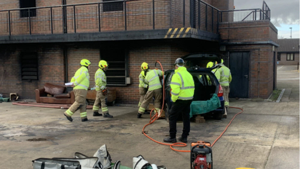 Apprentice firefighters complete their End Point Assessment practical. Photo courtesy of Nottinghamshire Fire and Rescue Service.