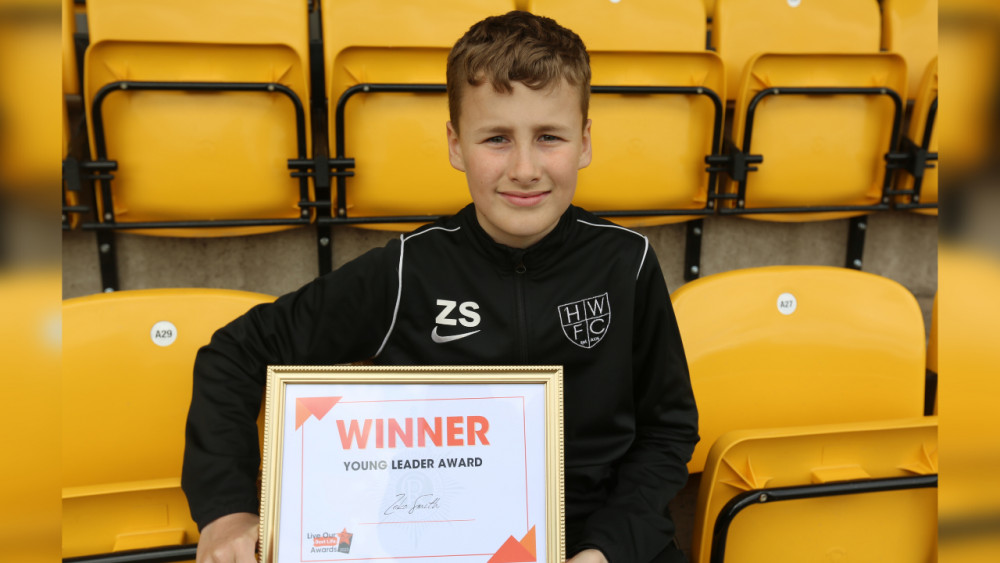 A young Hucknall football player and coach who dedicates countless hours to helping other footballers and young people on and off the pitch has been celebrated with an award. Photo courtesy of Nottinghamshire Police.