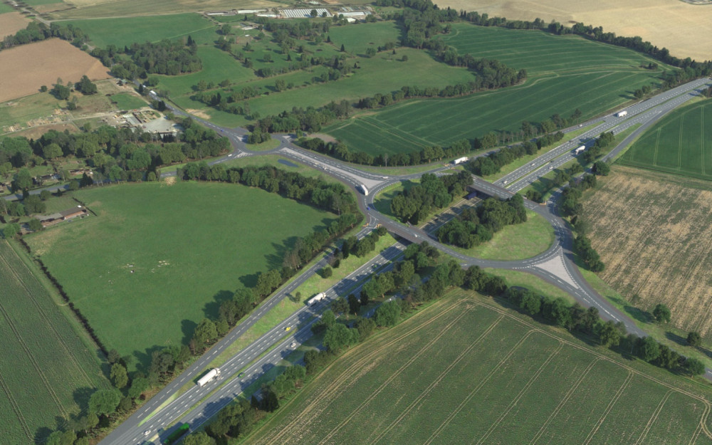 Work began on the £38million A46 project in December 2020 (Image via Warwickshire County Council)