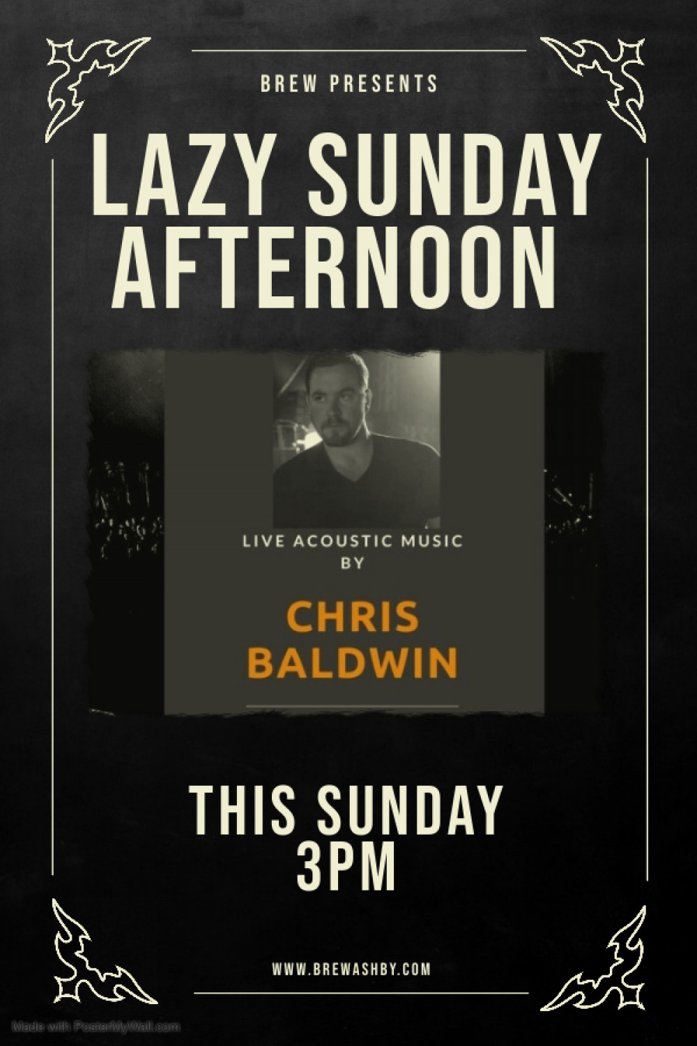 Lazy Sunday Afternoon Acoustic Session with Chris Baldwin at at Brew, 106B Market Street, Ashby-de-la-Zouch