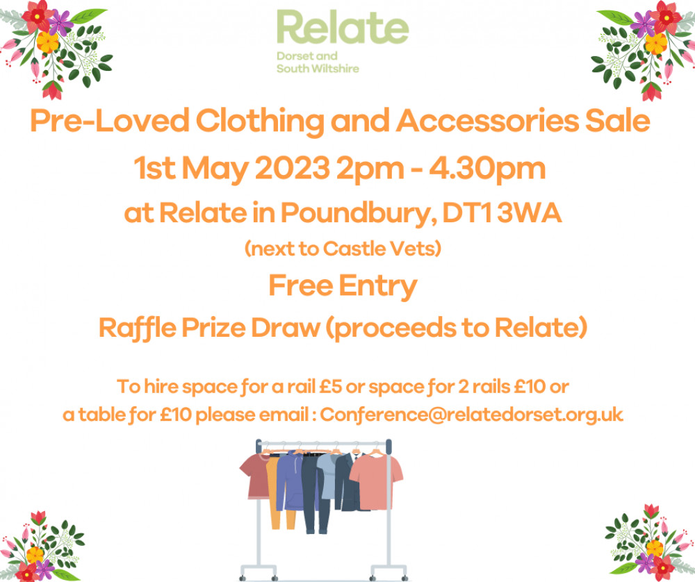 Relate will host the pre-loved clothing sale in Poundbury