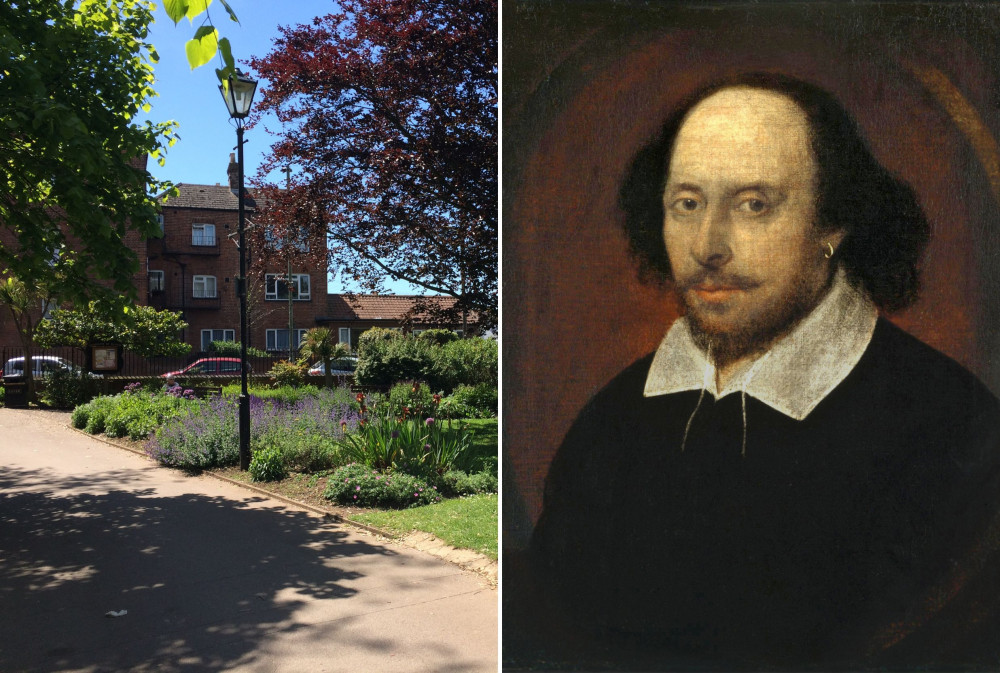 L: Manor Gardens, Exmouth (Nub News). R: Shakespeare (Wikimedia Commons)