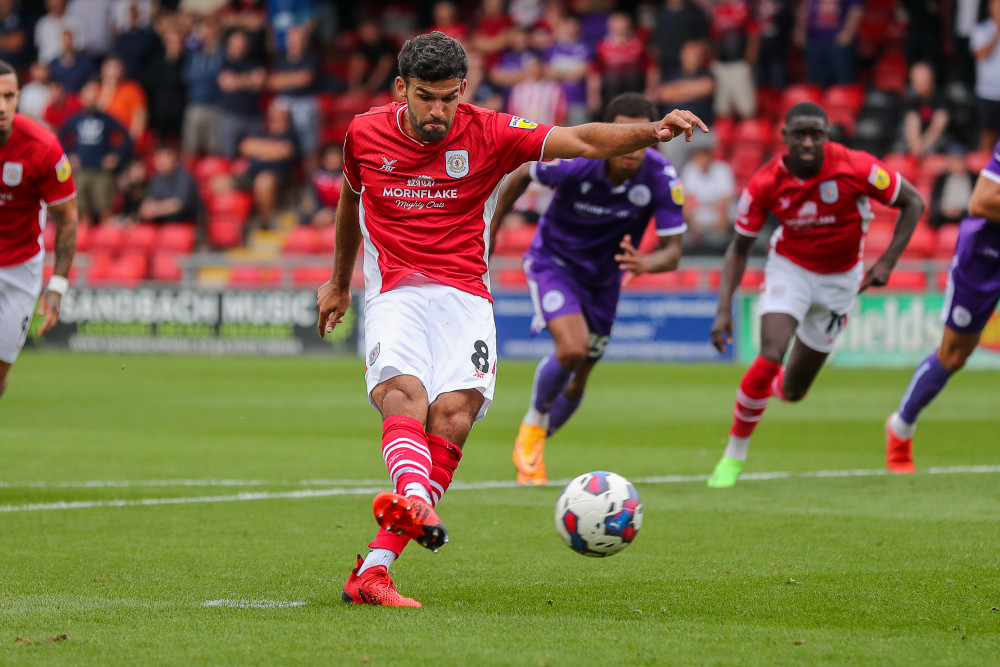 Conor Thomas levelled with his first goal for Crewe (Picture credit: Kevin Warburton).