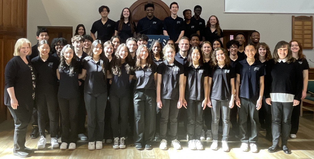 The 30-strong choir in Wells United Church with their director Anne Paynter Photo by Philip Welch