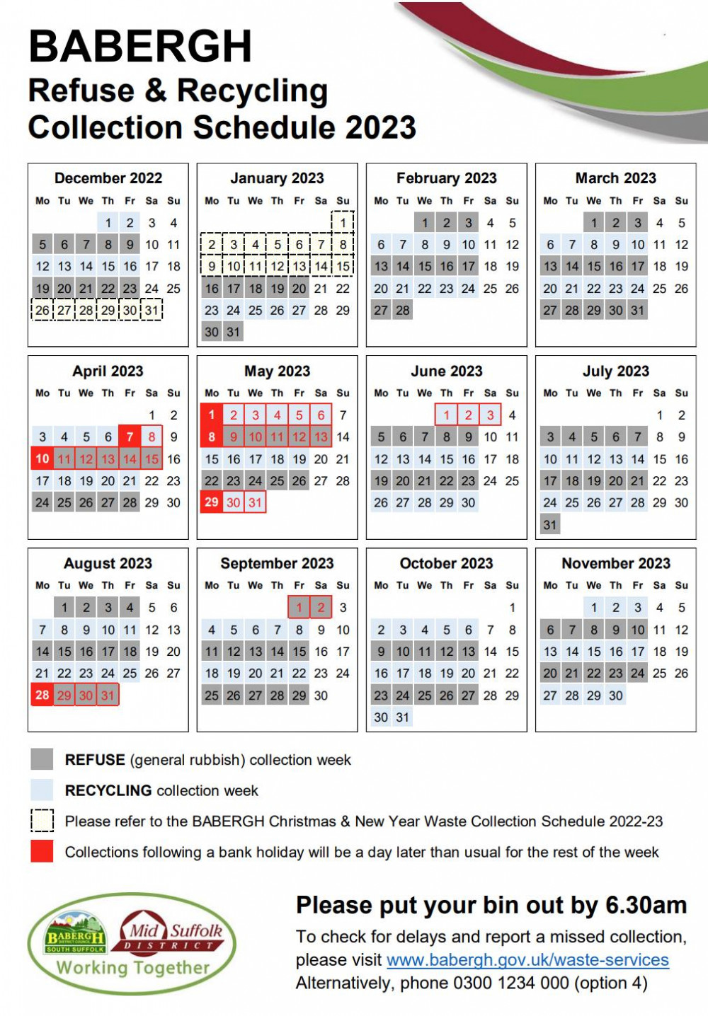 Bin collection dates