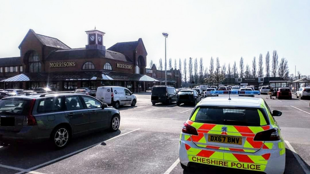 The incident outside Morrisons, Dunwoody Way, happened between 1:30pm and 2:00pm on Sunday 30 April (Crewe Police).