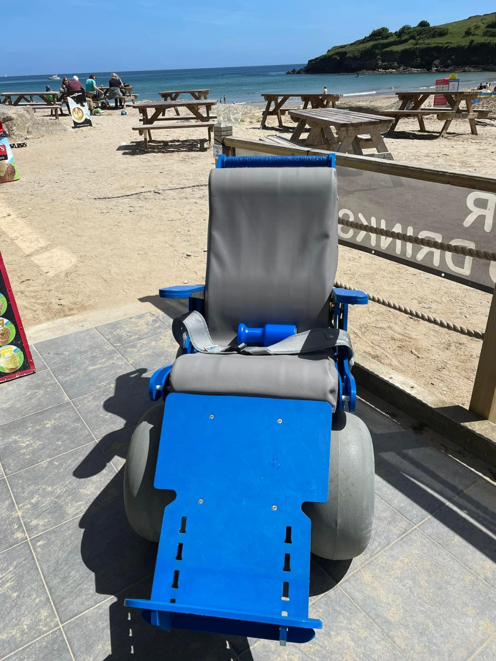 The beach wheelchair will be available at the cafe (Life's A Beach Cafe)  