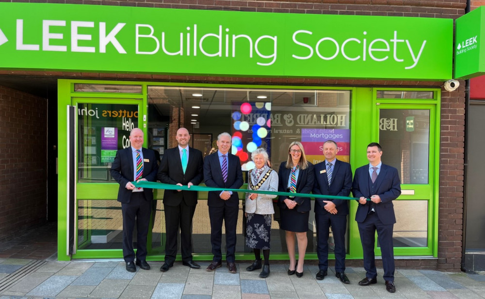 From left: Richard Czapski, Darren Ditchburn (Dep CEO), Andrew Healy (CEO), Cllr Margaret Gartside, Alison Glimmerveen (Branch Network Business Development Manager), Ian Blurton (Head of Branch Network and Customer Support) and finance director Steve Clarke.