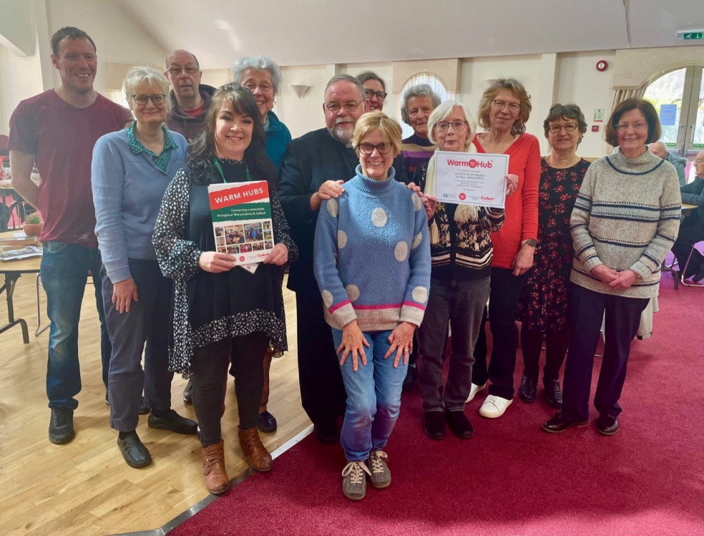 Residents and volunteers from St Vincent de Paul Society celebrating the launch of the new Community Warm Hub with (front L-R) Sue Greenway, WRCC Warm Hubs; and Pauline Hayward, Compassionate Kenilworth (image via WRCC) Residents and volunteers from St Vincent de Paul Society celebrating the launch of the new Community Warm Hub with (front L-R) Sue Greenway, WRCC Warm Hubs; and Pauline Hayward, Compassionate Kenilworth (image via WRCC)