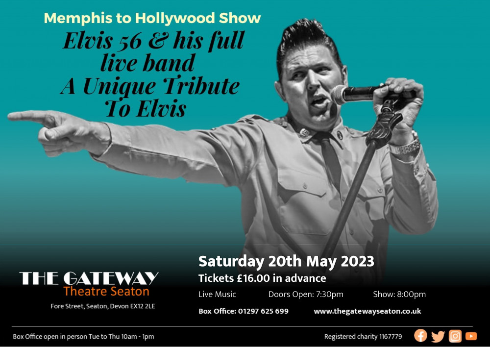 Tribute show Elvis 56 – Memphis to Hollywood is coming to The Gateway Theatre in Seaton Tribute show Elvis 56 – Memphis to Hollywood is coming to The Gateway Theatre in Seaton