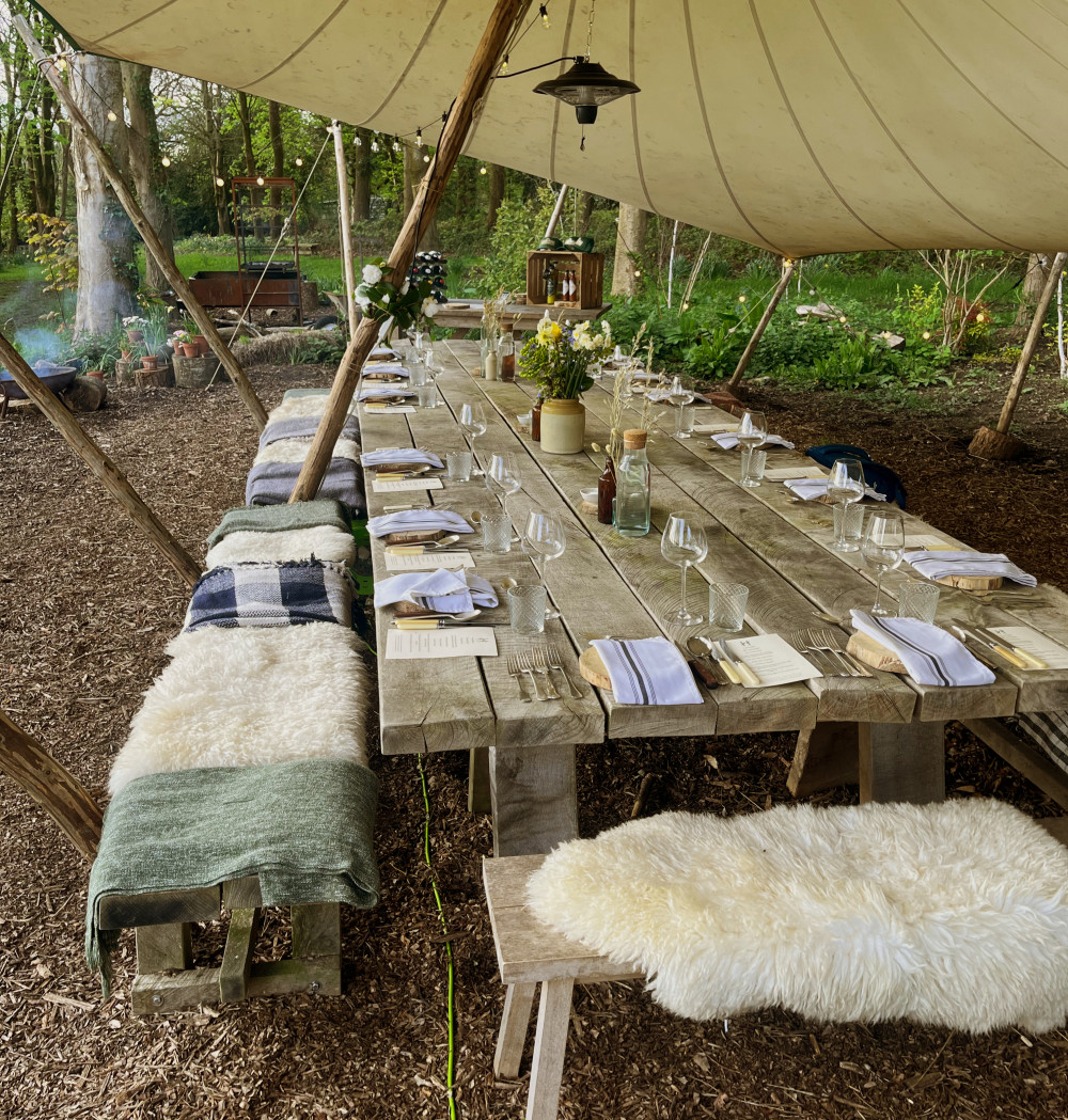 Our beautiful table setting in the woods at High Grange Our beautiful table setting in the woods at High Grange