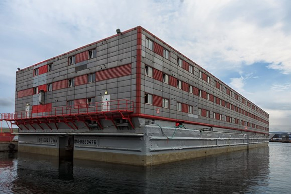 The Bibby Stockholm barge which is set to house asylum seekers at Portland port later this year