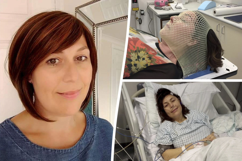 Sam Wells, 48, from Staffordshire, says she discovered she had a brain tumour whilst out shopping in 2019 (SWNS).