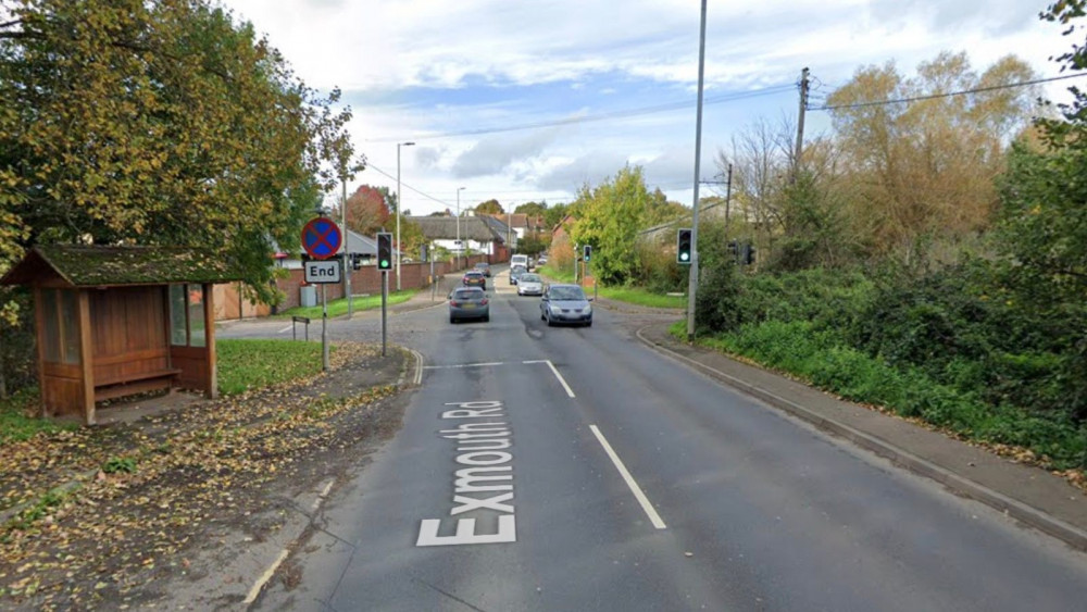 A376 Exmouth Road at Exton (Google Maps)