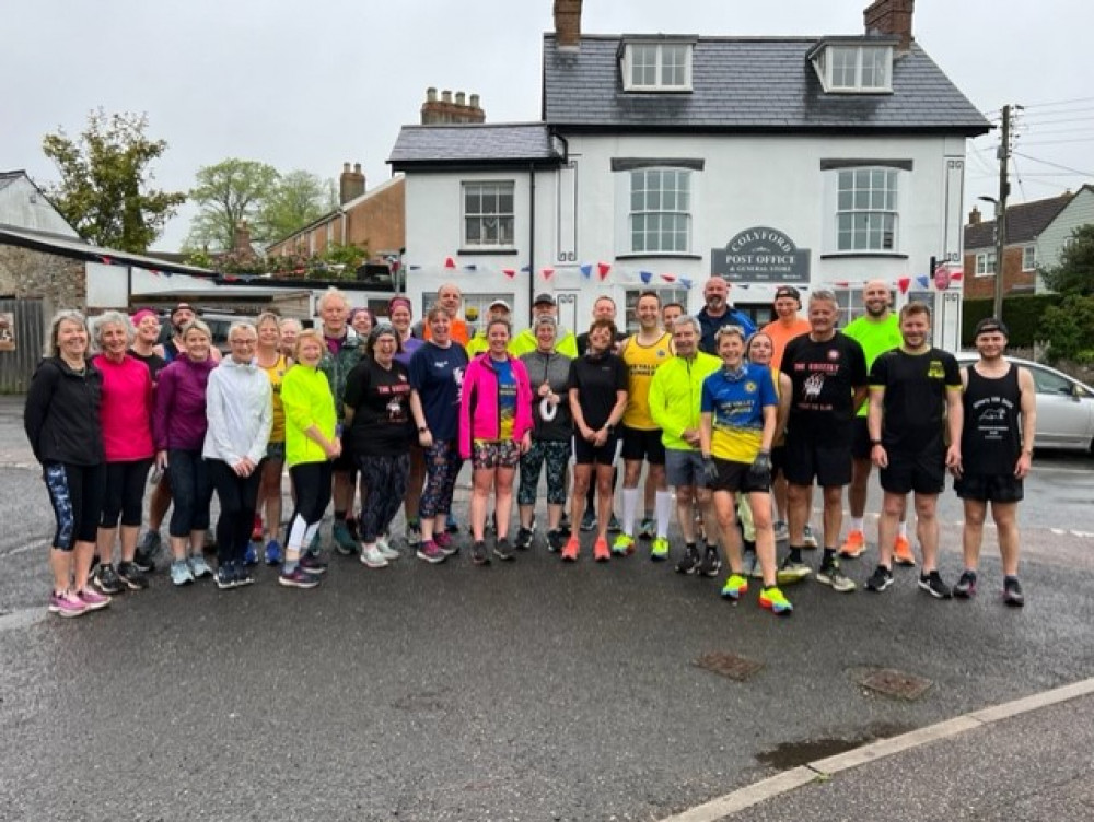 Axe Valley Runners gather for a coronation 10k, starting in Colyford (photo credit: Axe Valley Runners) Axe Valley Runners gather for a coronation 10k, starting in Colyford (photo credit: Axe Valley Runners)