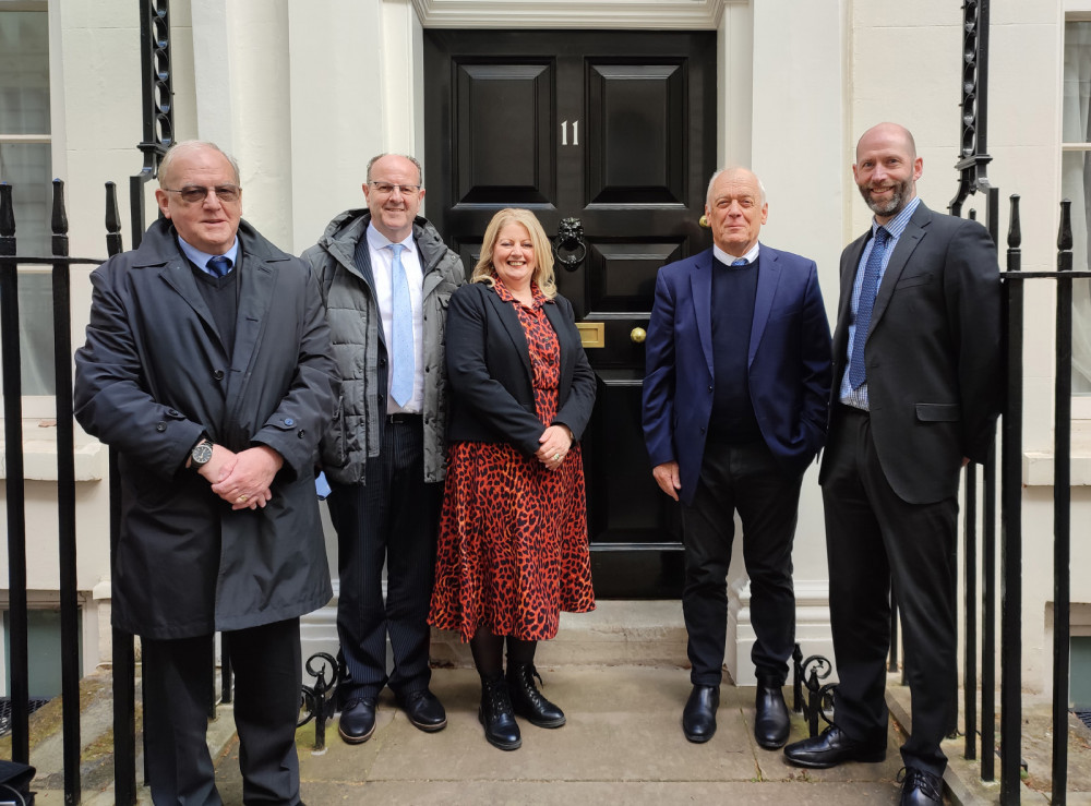 Leicestershire County Council cabinet leads and chief officers at Downing Street. Photo: Leicestershire County Council