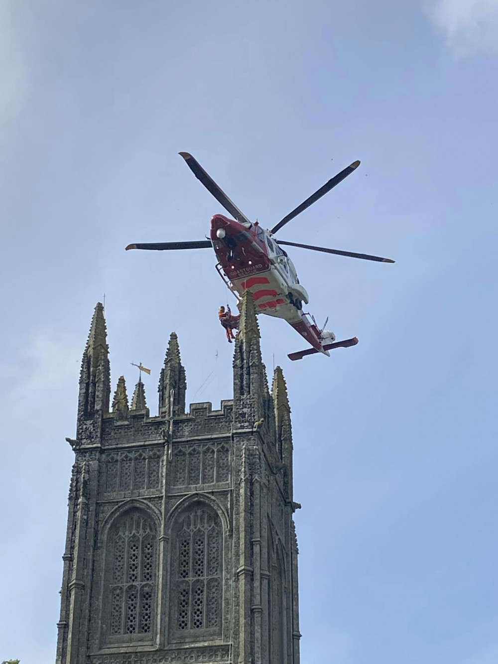 A woman was airlifted from St Probus and Grace church (Image: Falmouth Coastguard Rescue Team) 