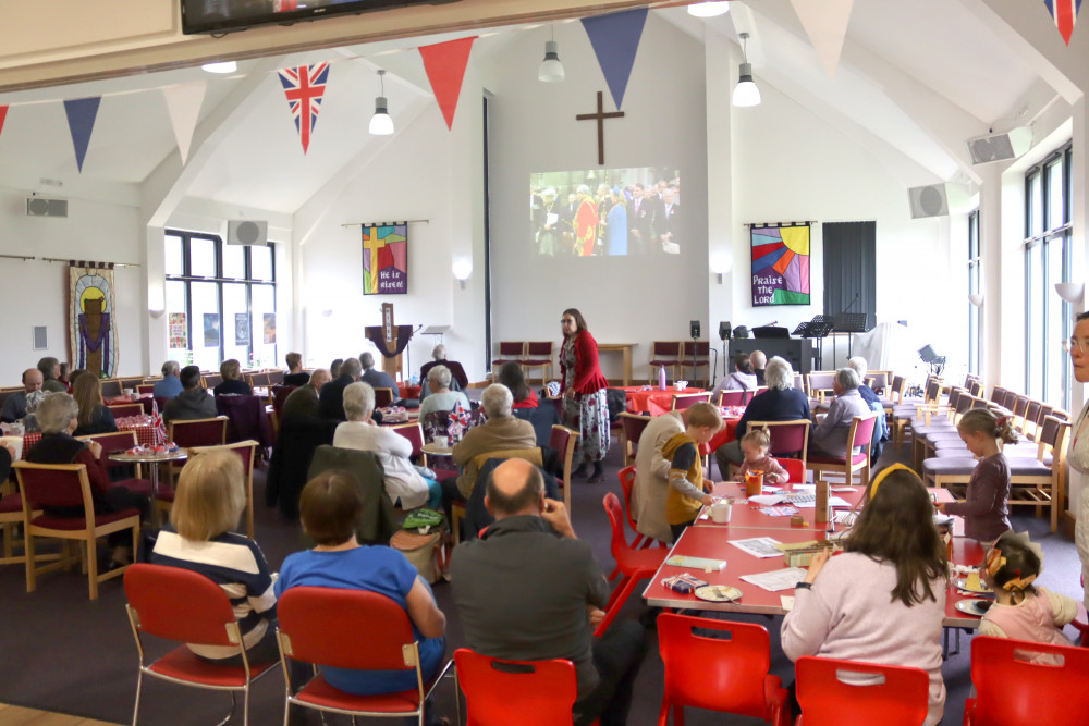 Residents in Kilmington come together for a screening of the coronation ceremony (photo courtesy of Kilmington Baptist Church)